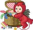 «Little Stitch Devil with Sewing Basket» от Ellen Maurer-Stroh